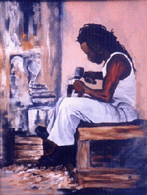Sandee Armstrong-Smith; The Carver, 2000, Original Painting Acrylic, 24 x 32 inches. Artwork description: 241 An artist - into his creation oblivious to the world. ...