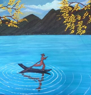 Sandra Tingalay; Lake Placid And Leg Rowers 9, 2021, Original Painting Acrylic, 36 x 36 inches. Artwork description: 241 I like the scenery from Lake Placid, Inn Lay, Myanmar.I value their traditional fishing style and leg rowing.I love their fishing boats.I amaze their ridges of mountains.I mesmerize the naturally- grown flowers, trees, and water lilies etc.The combination of all these valuable ...