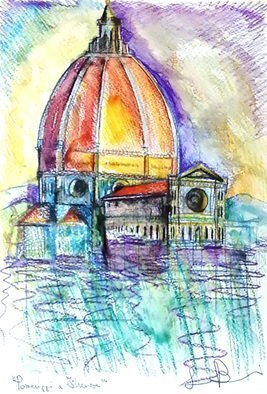 Sandro Bisonni; Pomeriggi A Firenze, 2021, Original Pastel, 21 x 29 cm. Artwork description: 241 More than anything else, Florence resembles a dream.  In this way, I will try to talk about Florence.  Joseph Rickwert ...