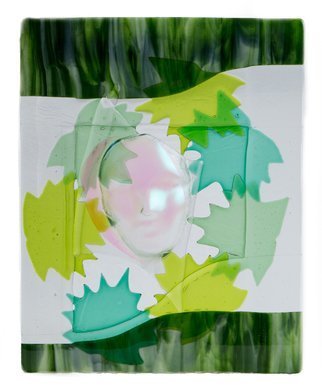 Sandy Feder; Mother Nature Summer, 2016, Original Glass Fused, 16 x 20 inches. Artwork description: 241 Mother Nature in Summer, dichroic glass, green, ...