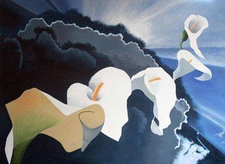 Sarah Longlands; Arums After The Storm, 2012, Original Painting Oil, 175 x 120 cm. Artwork description: 241 oil painting on linen canvas...