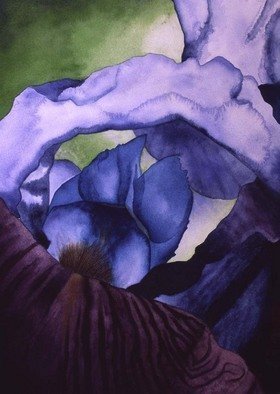 Sarah Longlands, 'Blue Cave 1', 2004, original Watercolor, 53 x 73  inches. Artwork description: 1758 The iris is a strange and alluring flower.  The dark golden beard of this flower seems to be peering from a mysterious blue cave. This picture is now available as an SA3 archival print see seperate entry.  ...