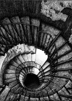 Sarah Longlands, 'Italian Staircase', 2009, original Drawing Ink, 30 x 42  inches. Artwork description: 2448 One of 13 ink drawings which were used in the sonnet sequence, The Uncompliant Stranger published by David Wheldon in 2009.Also available as a giclee print. ...