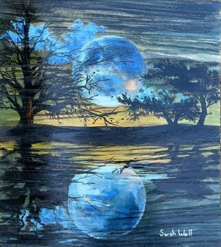 Sarah Wall; Blue Moon, 2022, Original Painting Oil, 18 x 20.2 inches. Artwork description: 241 Blue moon oil painting on wood...