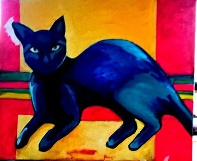Sarangello Raquel; Blue Cats, 2017, Original Painting Oil, 60 x 50 inches. Artwork description: 241 CATS ANIMAL PAINTING canvas blue...