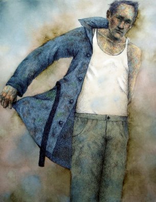 Sasha Tsyganov; Coat, 2013, Original Mixed Media, 70 x 90 cm. Artwork description: 241      ballpoint pen, oil on canvas     ...