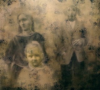 Sasha Tsyganov; Family, 2014, Original Painting Oil, 90 x 80 cm. Artwork description: 241       pencil, oil on canvas                       ...