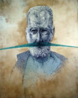 Sasha Tsyganov; Green, 2013, Original Mixed Media, 80 x 100 cm. Artwork description: 241     ballpoint pen, oil on canvas               ...