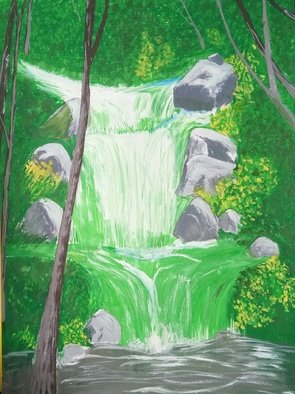 Art Sbk; Waterfall In Jungle, 2018, Original Painting Oil, 5.7 x 7.8 inches. Artwork description: 241 I made this with beautiful oil paint...