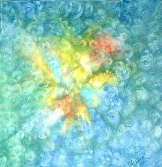 Smeetha Bhoumik; Crab Nebula Abstracted, 2006, Original Painting Oil, 20 x 20 inches. Artwork description: 241 Crab Nebula and the green polarised Synchrotron Nebula...