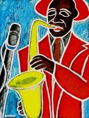 David Mihaly, 'Zoot', 2003, original Painting Acrylic, 18 x 24  x 1 inches. Artwork description: 2307 Saxophonist in Zoot suit...