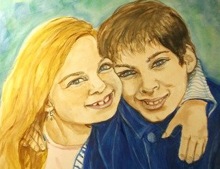 Lenore Schenk; Brother And Sister, 2014, Original Watercolor, 16 x 20 inches. Artwork description: 241                   Watercolor painting on illustration board , from photos, I can work from your Photos.                                               ...