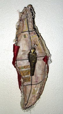 Laura Schoonover; Shaken, 2008, Original Mixed Media, 5 x 13 inches. Artwork description: 241  sculptural wall hanging and wearable pin. Pin is 4