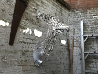 Sebastian Novaky; Kudu, 2016, Original Sculpture Steel, 21 x 40 inches. Artwork description: 241 Mounted Antelope Head sculpture, Kudu Trophy Head stainless steel sculpture Mask statue for sale for Indoors Inside Interior decoration in the Home. Another Sebastian Novaky African Animal Contemporary masterpiece. ...