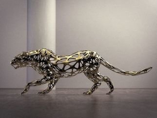 Sebastian Novaky; Leopard, 2015, Original Sculpture Steel, 67 x 22 inches. Artwork description: 241 Contemporary Leopard Metal sculpture, Abstract Stainless Steel Stalking Leopard statue for sale for Indoors Inside in your House or Home by the Philosophical Wild Life Sculptor Sebastian Novaky. ...