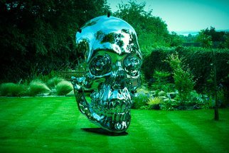 Sebastian Novaky; Silence 4, 2011, Original Sculpture Steel, 43 x 75 inches. Artwork description: 241 Stainless Steel Skull sculpture, by Sebastian Novaky.Skull Outsize Stainless Steel sculpture or statue for sale for Outdoors Outside Garden or Yard by the remarkable International Sculptor Sebastian Novaky. ...