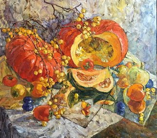Olga Sedykh; Amber Autumn, 2020, Original Painting Oil, 80 x 70 cm. Artwork description: 241 Oil on Canvas.  Beautiful flowers, Floral Painting...