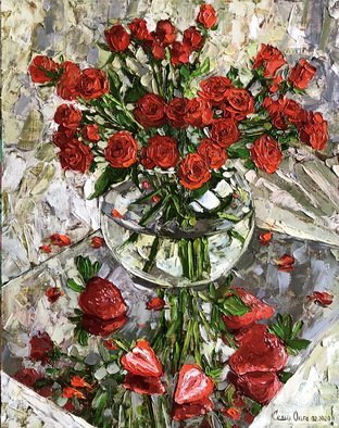 Olga Sedykh; Strawberry Rose, 2020, Original Painting Oil, 40 x 50 cm. Artwork description: 241 roses, strawberry, bouquet, vase, cream, flowers...