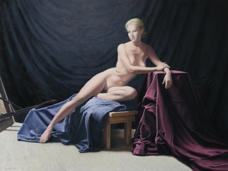 Seidai Tamura; American Venus From Bygone Era, 2019, Original Painting Oil, 24 x 18 inches. Artwork description: 241 Academic figurative oil painting done on a Masonite board.  A traditional female nude rendered in a classical realism manner. ...