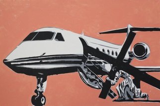 Alexey Semibratsky; Golgotha Airline, 2017, Original Painting Acrylic, 90 x 60 cm. Artwork description: 241 Nothing usual just Jesus Christ puts a cross in a plane...