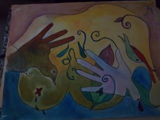 Serena Moreno; Le Mani , 2014, Original Painting Tempera, 55 x 45 cm. Artwork description: 241             Abstract painting tempera in several colours             ...