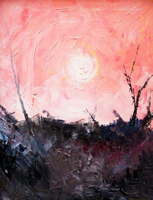 Sergey Bezhinets; White Sun, 2007, Original Painting Oil, 14 x 18 inches. Artwork description: 241  landscape, abstract, sun, trees, bush, bold, color, red ...