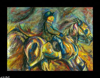 D Loren Champlin; The Event, 1996, Original Pastel, 86 x 61 cm. Artwork description: 241 This is a picture of a horse and rider originally done in pastels. ...