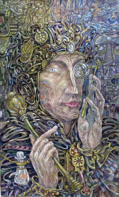Giorgi Arutinov; KingofPentcles, 2016, Original Painting Acrylic, 23 x 38 cm. Artwork description: 241  Inspired by archetypes encoded in a tarot deck symbolism. ...