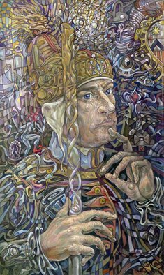 Giorgi Arutinov; KingofWands, 2016, Original Painting Acrylic, 23 x 38 cm. Artwork description: 241   Inspired by archetypes encoded in a tarot deck symbolism.  ...