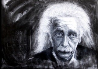 Bharti Yadav; Einstein, 2014, Original Painting Other, 3 x 4 feet. Artwork description: 241 Painting in mix media on canvas. Very close tones in black and white.  Ball point pen and charcoal ...