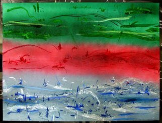 Richard Lazzara, 'FLAG NEW REPUBLIC', 1984, original Mixed Media, 24 x 18  inches. Artwork description: 3891   FLAG OF NEW REPUBLIC shows the stratosphere levels in  stark  contrast in this Sumie Consensus painting by S. S. Shankar 1984....