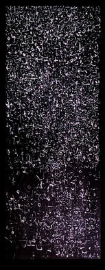 Richard Lazzara, 'MILKYWAY GLYPHS', 1975, original Painting Acrylic, 22 x 58  inches. Artwork description: 21315 MILKWAY GLYPHS 1975 is a white calligraphy on black fabric as presented by 