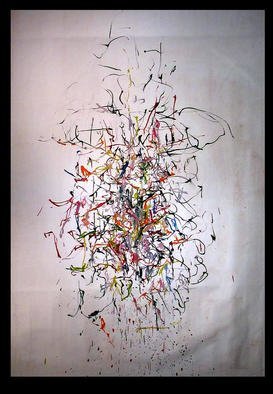 Richard Lazzara, 'MOSAIC FORMATIVE NETWORK', 1972, original Painting Oil, 42 x 58  inches. Artwork description: 25275 MOSAIC FORMATIVE NETWORK 1972  is a sumie calligraphy mindscape oil painting from the TALKING CALLIGRAPHY COLLECTION as archived at 