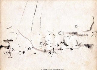 Richard Lazzara, 'PARADISE OF EARTH', 1975, original Calligraphy, 12 x 9  inches. Artwork description: 3099   PARADISE OF EARTH  leaves little to see only a few wisps of brush and a lot of space....
