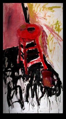 Richard Lazzara, 'RED STOOL', 1973, original Painting Oil, 40 x 66  inches. Artwork description: 21315 RED STOOL 1973 is from the RED POWER TIE oil paintings group as presented by 