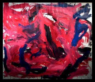 Richard Lazzara, 'RED YOKE OPENING', 1973, original Painting Oil, 74 x 68  inches. Artwork description: 21315 RED YOKE OPENING 1973  is from the RED POWER TIE  oil paintings group as presented by 