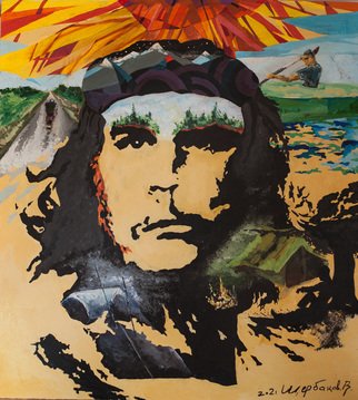 Vyacheslav Shcherbakov; Che Guevara, 2021, Original Painting Acrylic, 50 x 50 cm. Artwork description: 241 Che Guevara is synonymous with freedom and courage. The picture has incorporated images that speak of real courage and boundless freedom. Survival in a tent in a wild forest, lonely fishing in a boat, crazy motorcycle racing, kayaking on an inaccessible river. The picture is imbued with ...