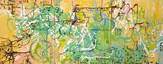 Shelley Heffler; The Happiest Place On Earth, 2014, Original Painting Acrylic, 60 x 24 inches. Artwork description: 241         Abstract landscape, urban, environment, digital, map, geometric, organic, linear, colorful         ...