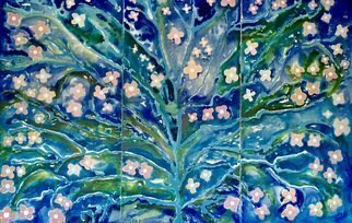 Azhar Shemdin; Flowering Tree Of Magical Life, 2007, Original Painting Acrylic, 90 x 60 inches. Artwork description: 241 A triptic of three panels of stretched canvas.  Rivers and channels of liquid acrylics was used to get this flowing and magical result. ...