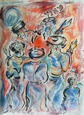 Shoshannah Brombacher, 'Dance', 2003, original Drawing Other, 18 x 24  cm. Artwork description: 3483 These are Breslover Chassidim dancing in a mystical circle.This picture is featured at Breslov. com, at Breslover Art...