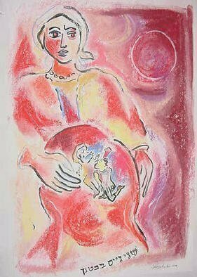 Shoshannah Brombacher, 'Rivka Expecting Twins', 2000, original Drawing Other, 16 x 20  cm. Artwork description: 3483 Rivka expects the twins Yakov ( Israel) and Esav ( Rome) , who are fighting in her womb, giving her a pained expression. There are a few other drawings from the series Biblical women in this website, and many more in my studio, please ask me....
