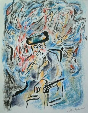 Shoshannah Brombacher, 'The Besht Smokes His Pipe', 2006, original Drawing Other, 11 x 14  cm. Artwork description: 2448  The Baal Shem Tov releases the trapped Divine Sparks by smoking his pipe . This is a mystical story, please ask for more information. For ALL DETAILS ( including price, availability etc. etc. CONTACT SHOSHBM@ AOL. COM! DON' T first send and email through Abesolutearts. com please! !...