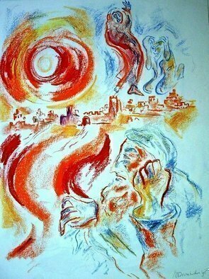 Shoshannah Brombacher, 'Yona And The City Of Nineve', 1995, original Drawing Other, 18 x 12  cm. Artwork description: 1758 I made a series about tyhe biblicl prohet Yoa, who went to Ninive to call the city and its inhabitants to do teshuvah repent. There are 6 drawings. I also made a booklet calligraphy, illustrations, but I have no goor quality photos of that. I will add ...