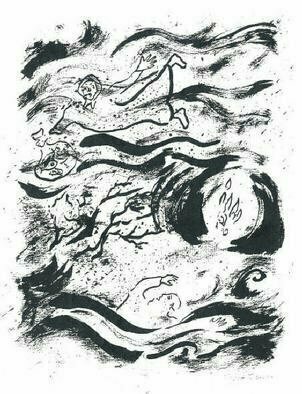 Shoshannah Brombacher, 'A Trapped Soul', 2001, original Drawing Other, 9 x 12  cm. Artwork description: 3483 This drawing is part of a vast series of illustrated Chassidic stories, in black and white ( ink) . This particular story is about the Baal Shem Tov and a river.You can ask me to illustrate your favorite Chassidic story. Or you can ask to see more drawings ...