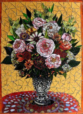 Sandra Bryant; Flowers In A Sunny Room, 2012, Original Mosaic, 31 x 23 inches. Artwork description: 241   Glass mosaic floral arrangement in a bright and sunny room  ...