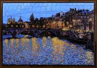 Sandra Bryant; Across The Seine, 2020, Original Mosaic, 31 x 22 inches. Artwork description: 241 Glass mosaic artwork inspired by an evening walk along the Seine River in Paris. ...