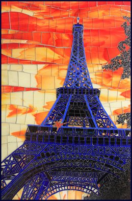 Sandra Bryant; Eiffel In Blue, 2020, Original Mosaic, 20 x 30 inches. Artwork description: 241 The beautiful view of the Eiffel Tower in Paris. ...