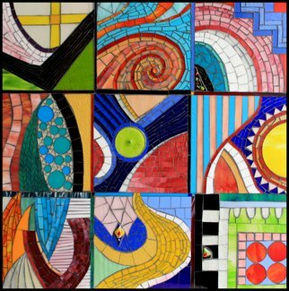 Sandra Bryant; Frangipane, 2020, Original Mosaic, 30 x 30 inches. Artwork description: 241 abstract in bright and sunny colors - inspired by a dessert shop in Paris...