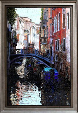 Sandra Bryant; Morning In Venice, 2019, Original Mosaic, 20 x 30 inches. Artwork description: 241 Reflections on the water in the city of Venice, glass mosaic art by Showcase Mosaics...