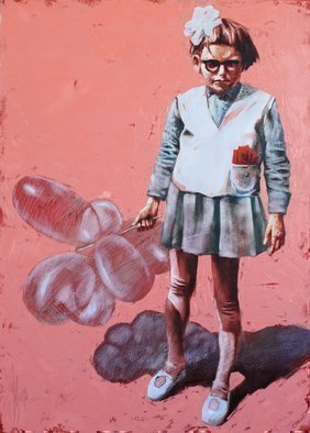 Igor Shulman, 'A Girl From My Childhood', 2019, original Painting Oil, 27.5 x 39.4  x 2 inches. Artwork description: 3828 The fact is that I was born and raised in a country that no longer exists. If someone else remembers, there was such a terrible country the Soviet Union. It was a real empire of lies and evil. This is how the children looked on the holiday. ...